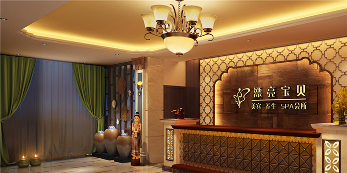 惠州美容院裝飾設(shè)計 中式風格美容SPA會所裝修